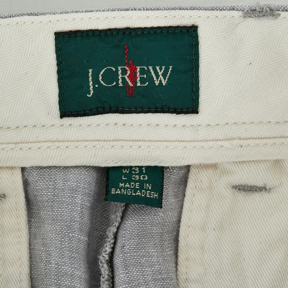 J.Crew Oarsman Linen Mens Pants 31x30 Gray Straight Leg CA092 FITS 31x27.5